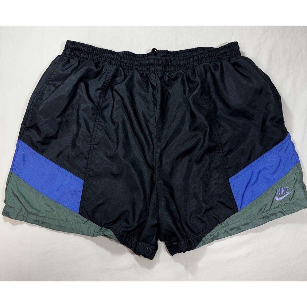 Vintage Nike Shorts XL Color Block Running Track Windbreaker Swoosh Nylon